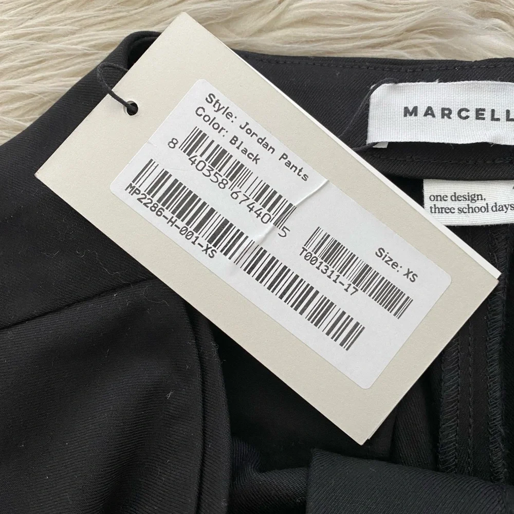 Marcella Black Straight Wide Leg Asymmetrical Waist Panel Jordan Pants Trousers - Picture 14 of 14